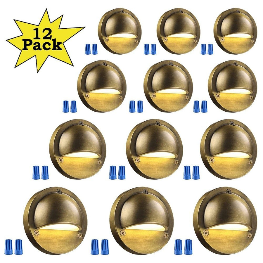 Outdoor Landscape Lighting LED 12V Low Voltage DLA01 12-Pack Bronze 2.5W Low Voltage 3000K Warm White Integrated LED Outdoor Half Moon Deck Lights Package, 12V LED Step Fence Landscape Lights