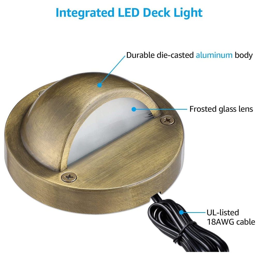 Outdoor Landscape Lighting LED 12V Low Voltage DLA01 12-Pack Bronze 2.5W Low Voltage 3000K Warm White Integrated LED Outdoor Half Moon Deck Lights Package, 12V LED Step Fence Landscape Lights