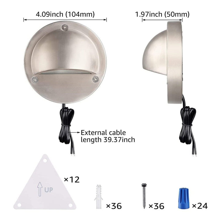 Outdoor Landscape Lighting LED 12V Low Voltage DLA01 12-Pack Satin Nickel 2.5W Low Voltage 3000K Warm White Integrated LED Outdoor Half Moon Deck Lights Package, 12V LED Step Fence Landscape Lights