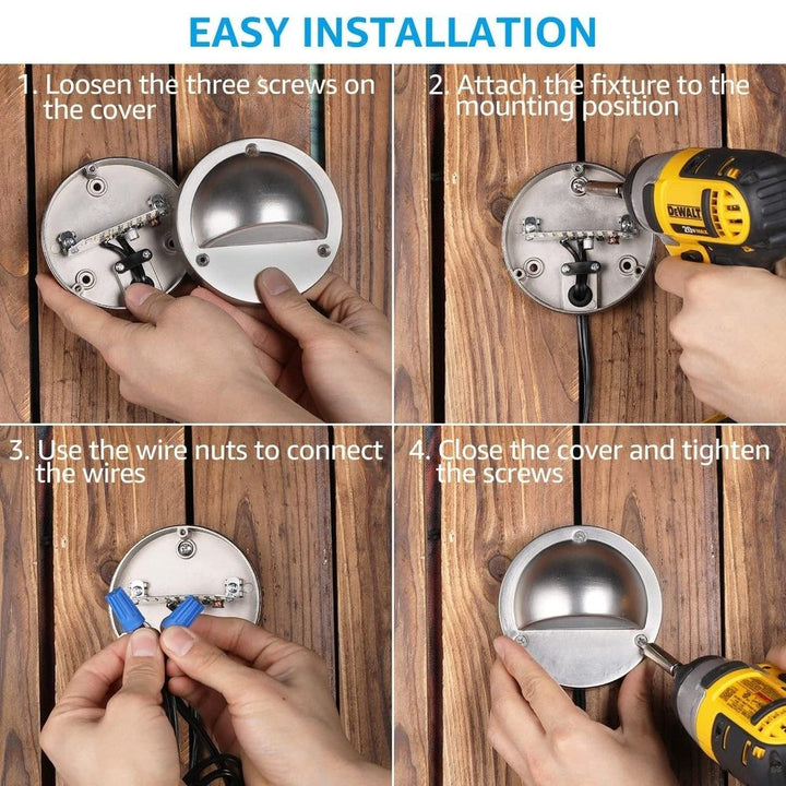 Outdoor Landscape Lighting LED 12V Low Voltage DLA01 12-Pack Satin Nickel 2.5W Low Voltage 3000K Warm White Integrated LED Outdoor Half Moon Deck Lights Package, 12V LED Step Fence Landscape Lights