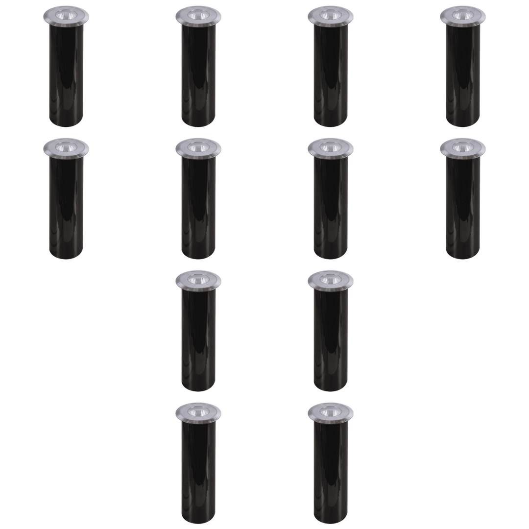 Outdoor Landscape Lighting LED 12V Low Voltage DM52 4x/8x/12x Package 3W COB LED 12V Low Voltage In-Ground Landscape Well Lights Waterproof Fixture 3000K Stainless Steel 12 Pack