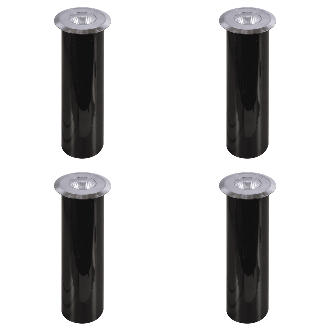 Outdoor Landscape Lighting LED 12V Low Voltage DM52 4x/8x/12x Package 3W COB LED 12V Low Voltage In-Ground Landscape Well Lights Waterproof Fixture 3000K Stainless Steel 4 Pack