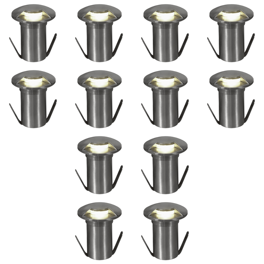 Outdoor Landscape Lighting LED 12V Low Voltage DM53 4x/8x/12x Package 3W COB 12V Low Voltage LED Monodirectional Stainless Steel Waterproof In-Ground Landscape Well Light 3000K Stainless Steel 12 Pack
