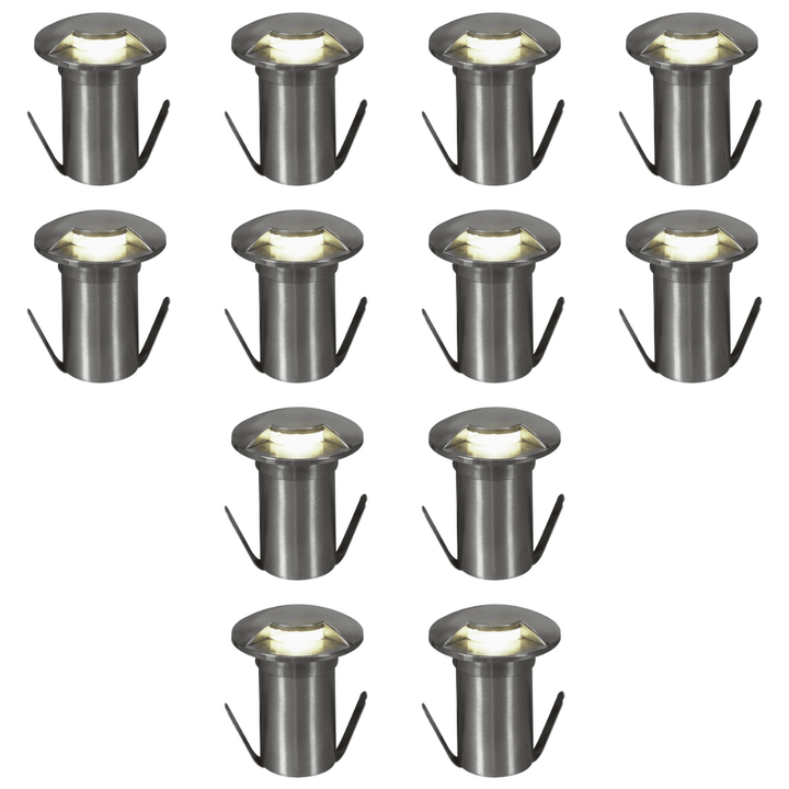 Outdoor Landscape Lighting LED 12V Low Voltage DM53 4x/8x/12x Package 3W COB 12V Low Voltage LED Monodirectional Stainless Steel Waterproof In-Ground Landscape Well Light 3000K Stainless Steel 12 Pack
