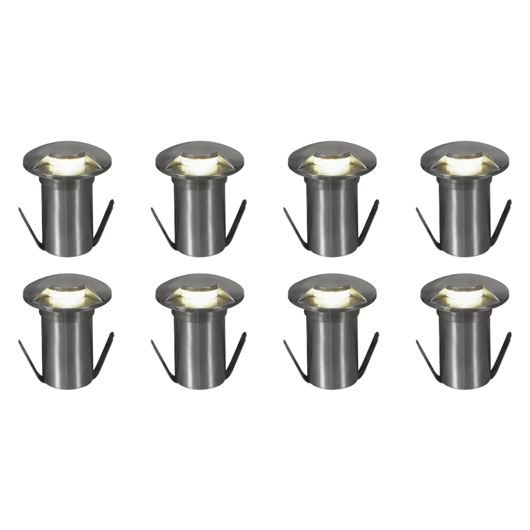 Outdoor Landscape Lighting LED 12V Low Voltage DM53 4x/8x/12x Package 3W COB 12V Low Voltage LED Monodirectional Stainless Steel Waterproof In-Ground Landscape Well Light 3000K Stainless Steel 8 Pack