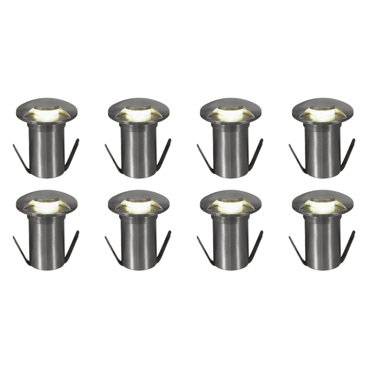 Outdoor Landscape Lighting LED 12V Low Voltage DM53 4x/8x/12x Package 3W COB 12V Low Voltage LED Monodirectional Stainless Steel Waterproof In-Ground Landscape Well Light 3000K Stainless Steel 8 Pack