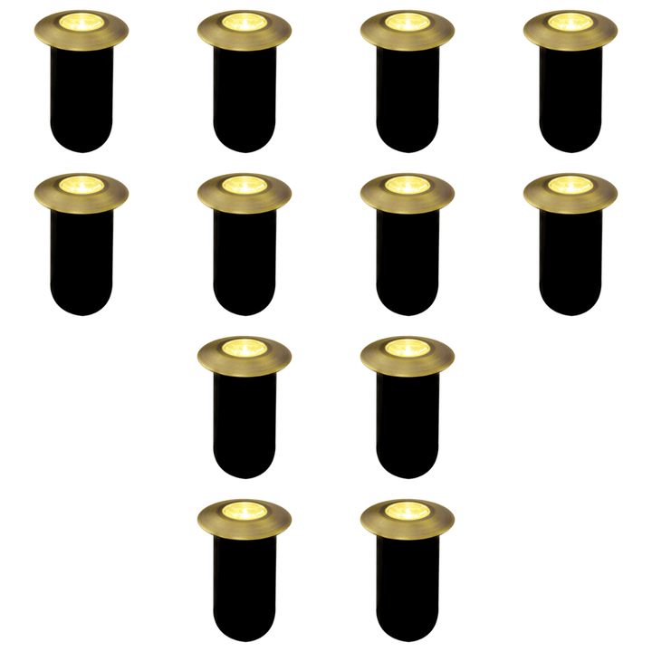 Outdoor Landscape Lighting LED 12V Low Voltage DMB52 4x/8x/12x Package 1.5W 12V Low Voltage 3000K Warm White Integrated LED Landscape In-ground Brass Waterproof Well Lights Fixture 12 Pack