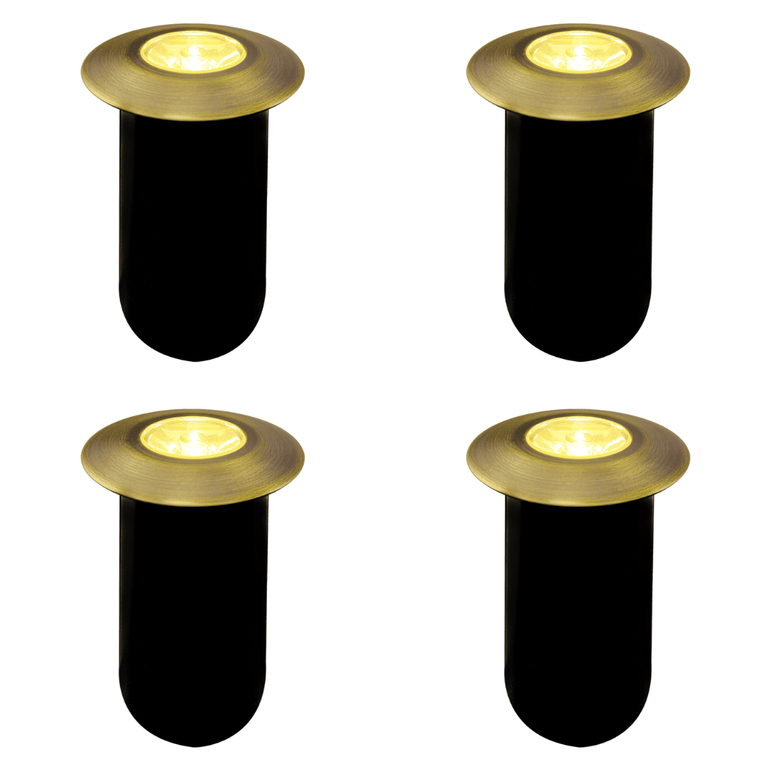 Outdoor Landscape Lighting LED 12V Low Voltage DMB52 4x/8x/12x Package 1.5W 12V Low Voltage 3000K Warm White Integrated LED Landscape In-ground Brass Waterproof Well Lights Fixture 4 Pack