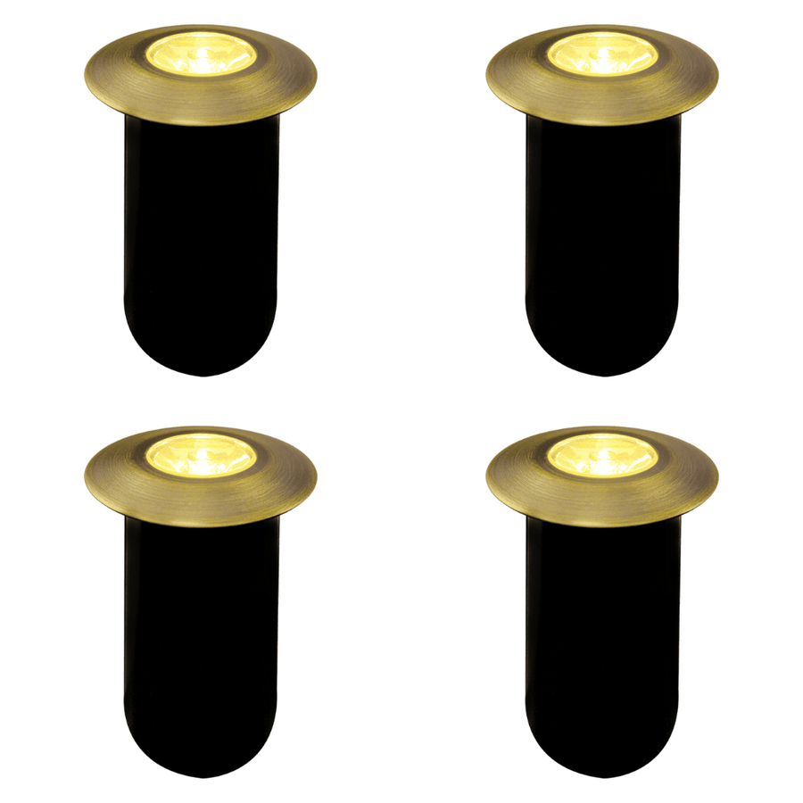 Outdoor Landscape Lighting LED 12V Low Voltage DMB52 4x/8x/12x Package 1.5W 12V Low Voltage 3000K Warm White Integrated LED Landscape In-ground Brass Waterproof Well Lights Fixture 4 Pack