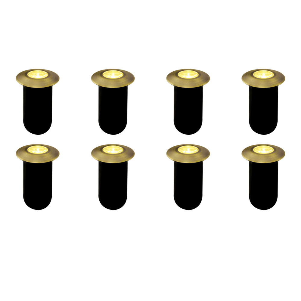 Outdoor Landscape Lighting LED 12V Low Voltage DMB52 4x/8x/12x Package 1.5W 12V Low Voltage 3000K Warm White Integrated LED Landscape In-ground Brass Waterproof Well Lights Fixture 8 Pack