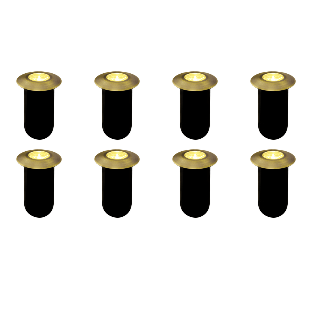 Outdoor Landscape Lighting LED 12V Low Voltage DMB52 4x/8x/12x Package 1.5W 12V Low Voltage 3000K Warm White Integrated LED Landscape In-ground Brass Waterproof Well Lights Fixture 8 Pack
