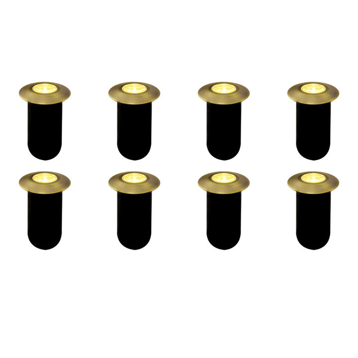 Outdoor Landscape Lighting LED 12V Low Voltage DMB52 4x/8x/12x Package 1.5W 12V Low Voltage 3000K Warm White Integrated LED Landscape In-ground Brass Waterproof Well Lights Fixture 8 Pack