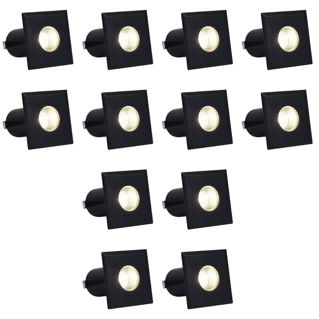 Outdoor Landscape Lighting LED 12V Low Voltage DMS52 4x/8x/12x Package 3W COB 12V Low Voltage LED Square Top Stainless Steel Waterproof In-Ground Landscape Well Light 3000K/5000K Black 12 Pack
