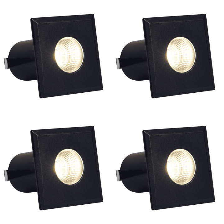 Outdoor Landscape Lighting LED 12V Low Voltage DMS52 4x/8x/12x Package 3W COB 12V Low Voltage LED Square Top Stainless Steel Waterproof In-Ground Landscape Well Light 3000K/5000K Black 4 Pack