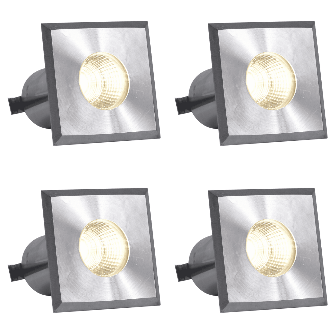 Outdoor Landscape Lighting LED 12V Low Voltage DMS52 4x/8x/12x Package 3W COB 12V Low Voltage LED Square Top Stainless Steel Waterproof In-Ground Landscape Well Light 3000K/5000K Stainless Steel 4 Pack