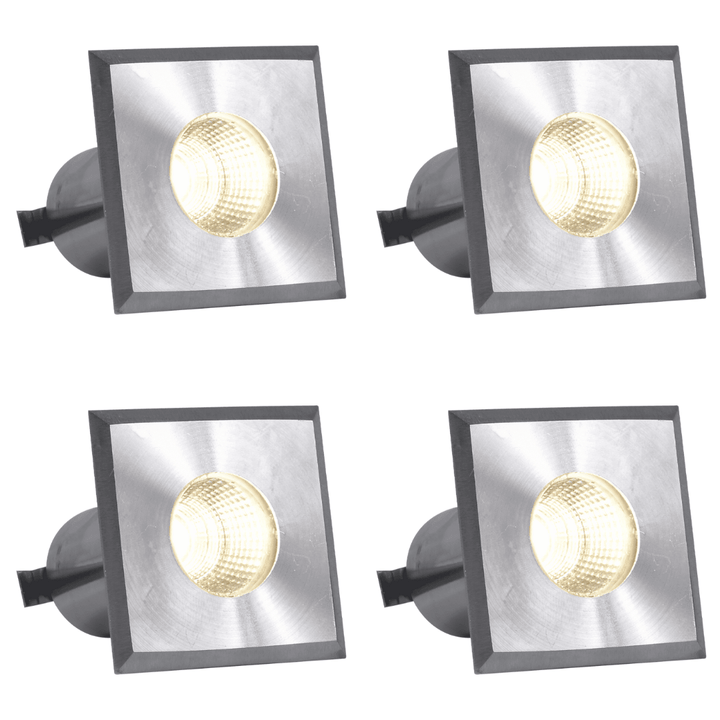 Outdoor Landscape Lighting LED 12V Low Voltage DMS52 4x/8x/12x Package 3W COB 12V Low Voltage LED Square Top Stainless Steel Waterproof In-Ground Landscape Well Light 3000K/5000K Stainless Steel 4 Pack
