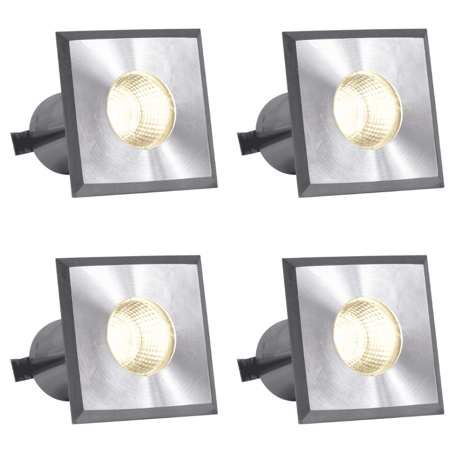 Outdoor Landscape Lighting LED 12V Low Voltage DMS52 4x/8x/12x Package 3W COB 12V Low Voltage LED Square Top Stainless Steel Waterproof In-Ground Landscape Well Light 3000K/5000K Stainless Steel 4 Pack