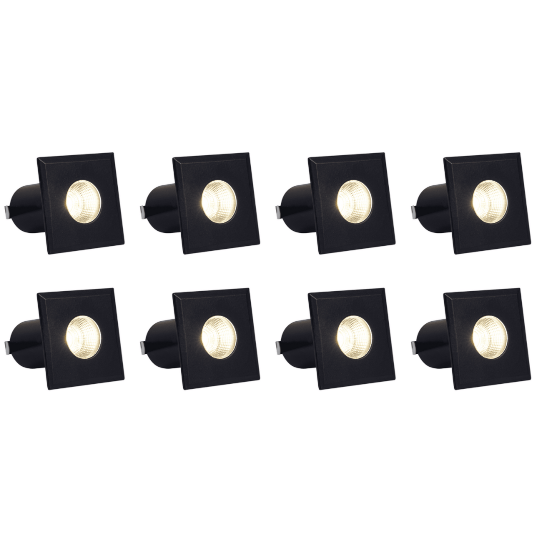 Outdoor Landscape Lighting LED 12V Low Voltage DMS52 4x/8x/12x Package 3W COB 12V Low Voltage LED Square Top Stainless Steel Waterproof In-Ground Landscape Well Light 3000K/5000K Black 8 Pack