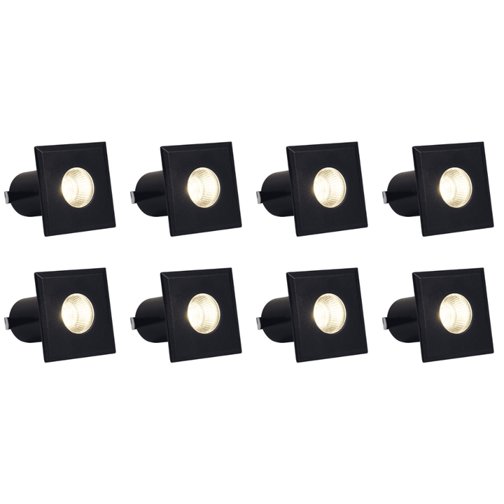 Outdoor Landscape Lighting LED 12V Low Voltage DMS52 4x/8x/12x Package 3W COB 12V Low Voltage LED Square Top Stainless Steel Waterproof In-Ground Landscape Well Light 3000K/5000K Black 8 Pack