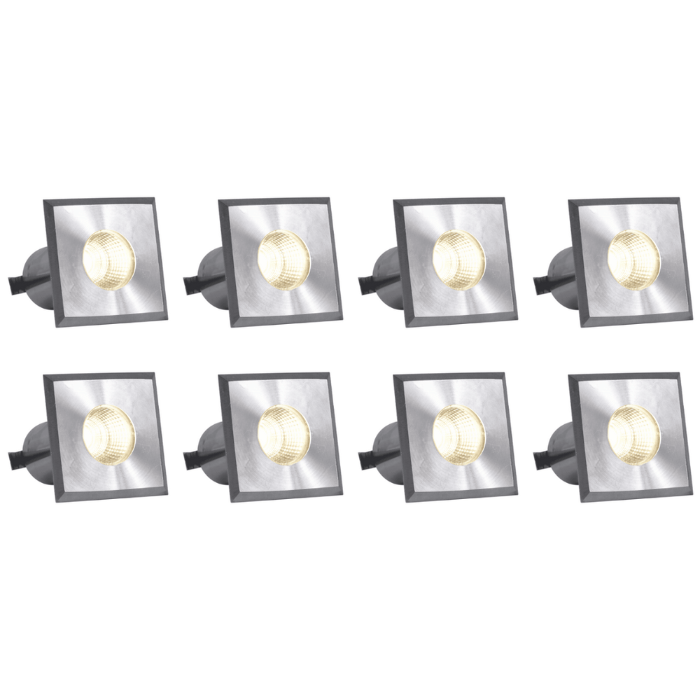 Outdoor Landscape Lighting LED 12V Low Voltage DMS52 4x/8x/12x Package 3W COB 12V Low Voltage LED Square Top Stainless Steel Waterproof In-Ground Landscape Well Light 3000K/5000K Stainless Steel 8 Pack