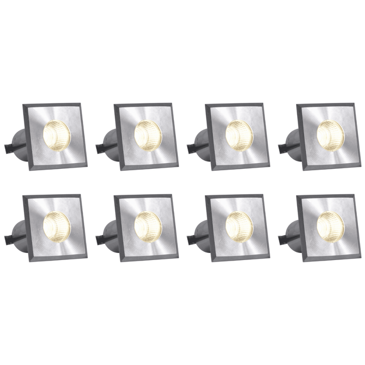 Outdoor Landscape Lighting LED 12V Low Voltage DMS52 4x/8x/12x Package 3W COB 12V Low Voltage LED Square Top Stainless Steel Waterproof In-Ground Landscape Well Light 3000K/5000K Stainless Steel 8 Pack