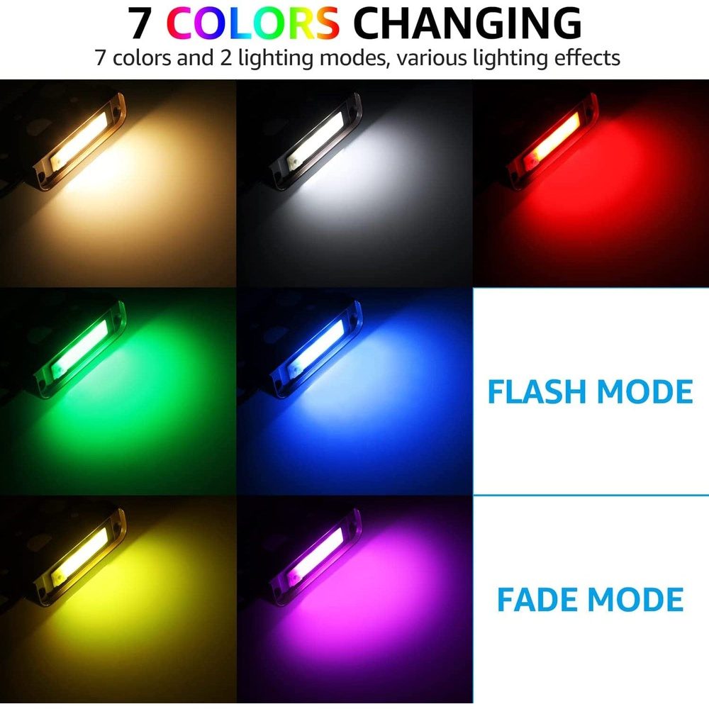 Outdoor Landscape Lighting LED 12V Low Voltage ELA07 8-Pack 7 Inch 3W RGB LED Retaining Wall Lights, Hardscape Color Changing 12V Low Voltage Landscape Lights Package