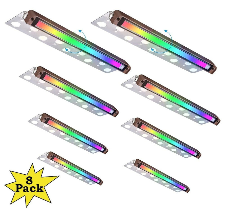 Outdoor Landscape Lighting LED 12V Low Voltage ELA12 8-Pack 12 Inch 5W RGB LED Retaining Wall Lights, Hardscape Color Changing 12V Low Voltage Landscape Lights Package