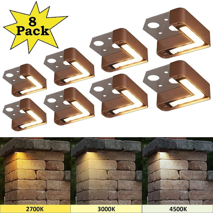 Outdoor Landscape Lighting LED 12V Low Voltage ELC02 8-Pack 3W LED Hardscape Lighting Right Angle 3CCT Retaining Wall Lights, 12V Low Voltage Landscape Lights Package