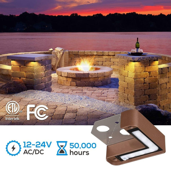 Outdoor Landscape Lighting LED 12V Low Voltage ELC02 8-Pack 3W LED Hardscape Lighting Right Angle 3CCT Retaining Wall Lights, 12V Low Voltage Landscape Lights Package