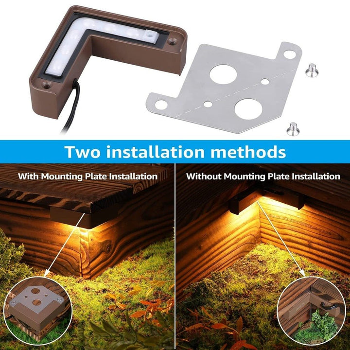Outdoor Landscape Lighting LED 12V Low Voltage ELC02 4-Pack 3W LED Hardscape Lighting Right Angle 3CCT Retaining Wall Lights, 12V Low Voltage Landscape Lights Package