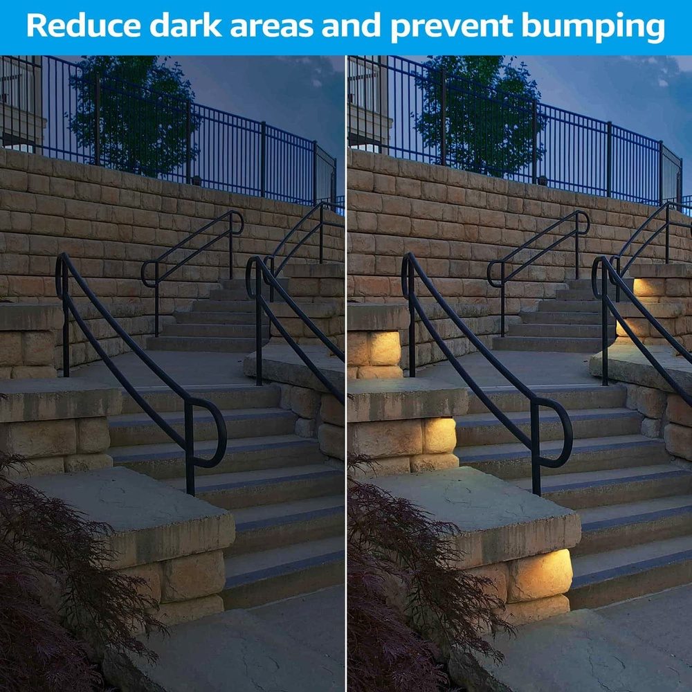 Outdoor Landscape Lighting LED 12V Low Voltage ELC02 4-Pack 3W LED Hardscape Lighting Right Angle 3CCT Retaining Wall Lights, 12V Low Voltage Landscape Lights Package