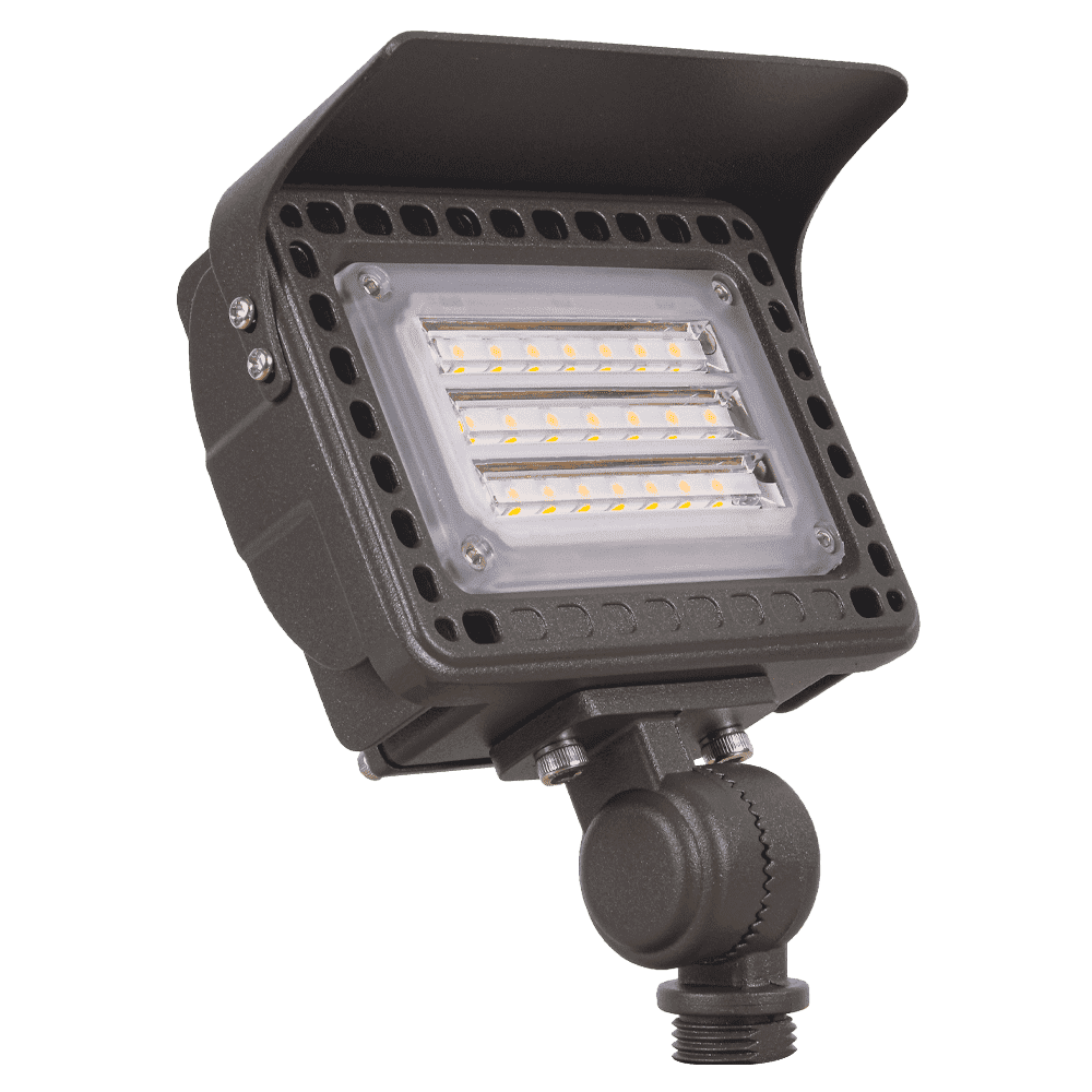 Outdoor Landscape Lighting LED 12V Low Voltage FLACCT20 Bronze 4x/8x/12x Package 12V Low Voltage Adjustable CCT and Wattage 5W-20W Integrated LED Landscape Lighting Aluminum Outdoor Floodlight