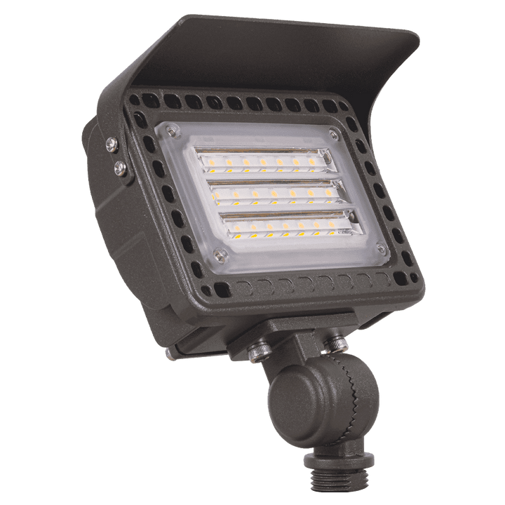 Outdoor Landscape Lighting LED 12V Low Voltage FLACCT20 Bronze 4x/8x/12x Package 12V Low Voltage Adjustable CCT and Wattage 5W-20W Integrated LED Landscape Lighting Aluminum Outdoor Floodlight
