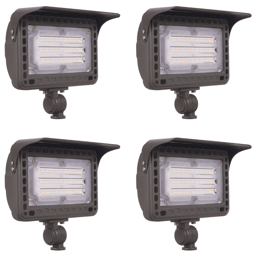 Outdoor Landscape Lighting LED 12V Low Voltage FLACCT40 4x/8x/12x Package Bronze Aluminum 20W-40W Outdoor LED 12V Low Voltage Landscape Lighting Floodlight 4 Pack