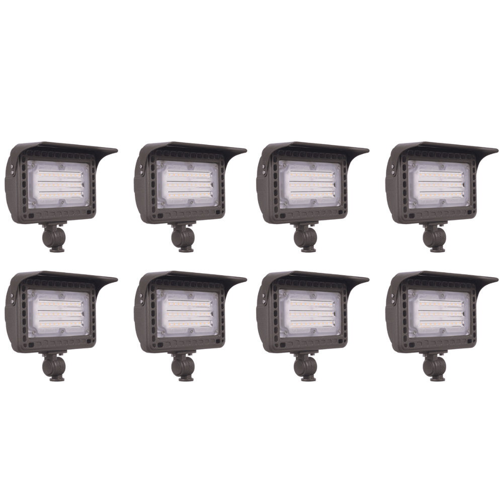 Outdoor Landscape Lighting LED 12V Low Voltage FLACCT40 4x/8x/12x Package Bronze Aluminum 20W-40W Outdoor LED 12V Low Voltage Landscape Lighting Floodlight 8 Pack