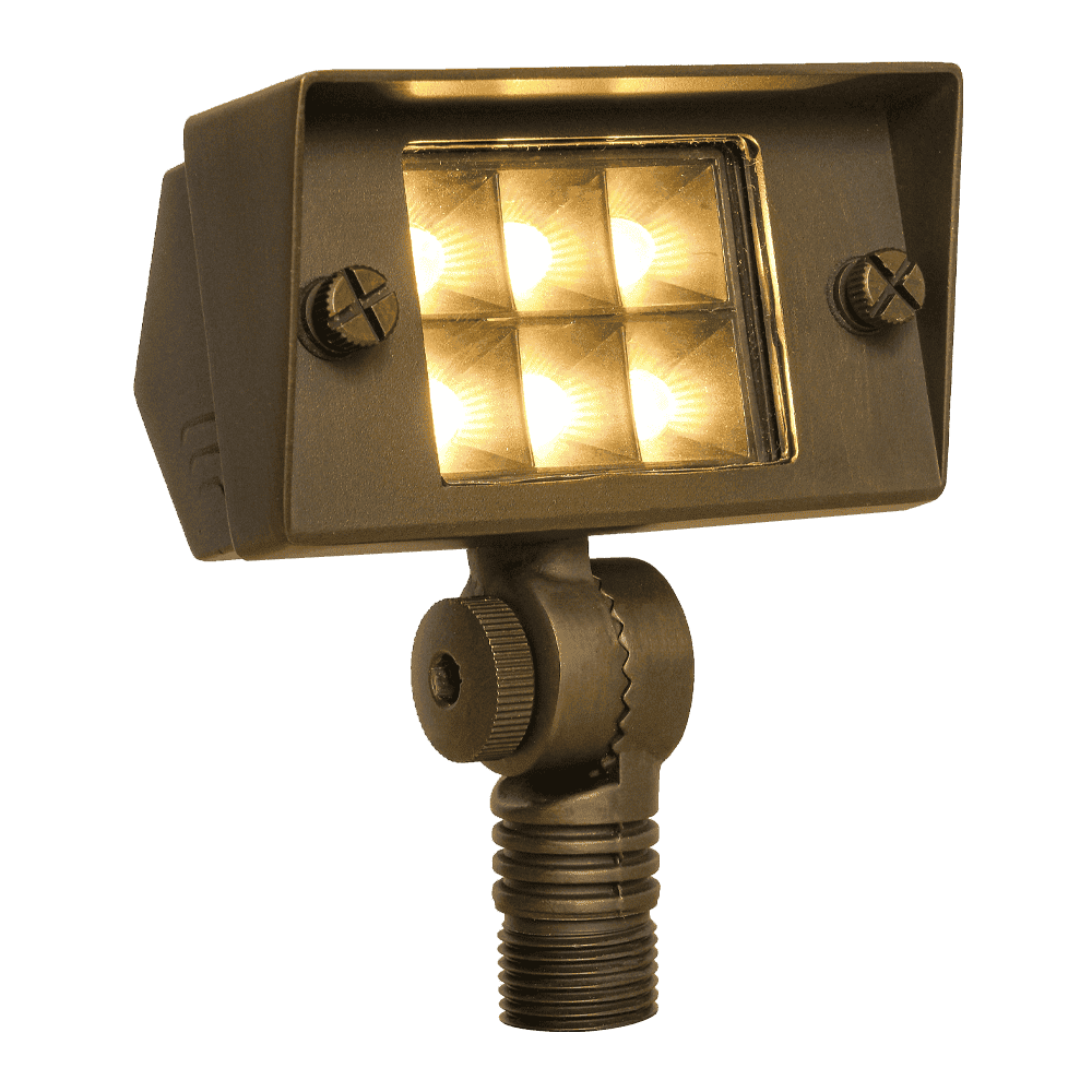 Outdoor Landscape Lighting LED 12V Low Voltage FPB02 Cast Brass Floodlight | 2W-7W 3000K Warm White Integrated Low Voltage Landscape Light