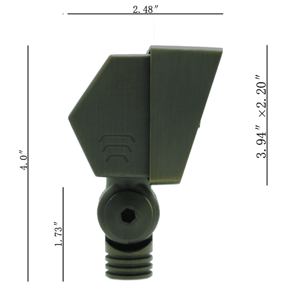Outdoor Landscape Lighting LED 12V Low Voltage FPBCC04 Cast Brass 3CCT Adjustable 2W-7W Rectangular Built-In LED Floodlight Low Voltage Fixture