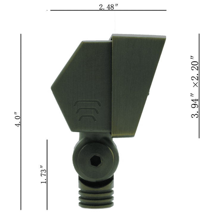 Outdoor Landscape Lighting LED 12V Low Voltage FPBCC04 Cast Brass 3CCT Adjustable 2W-7W Rectangular Built-In LED Floodlight Low Voltage Fixture