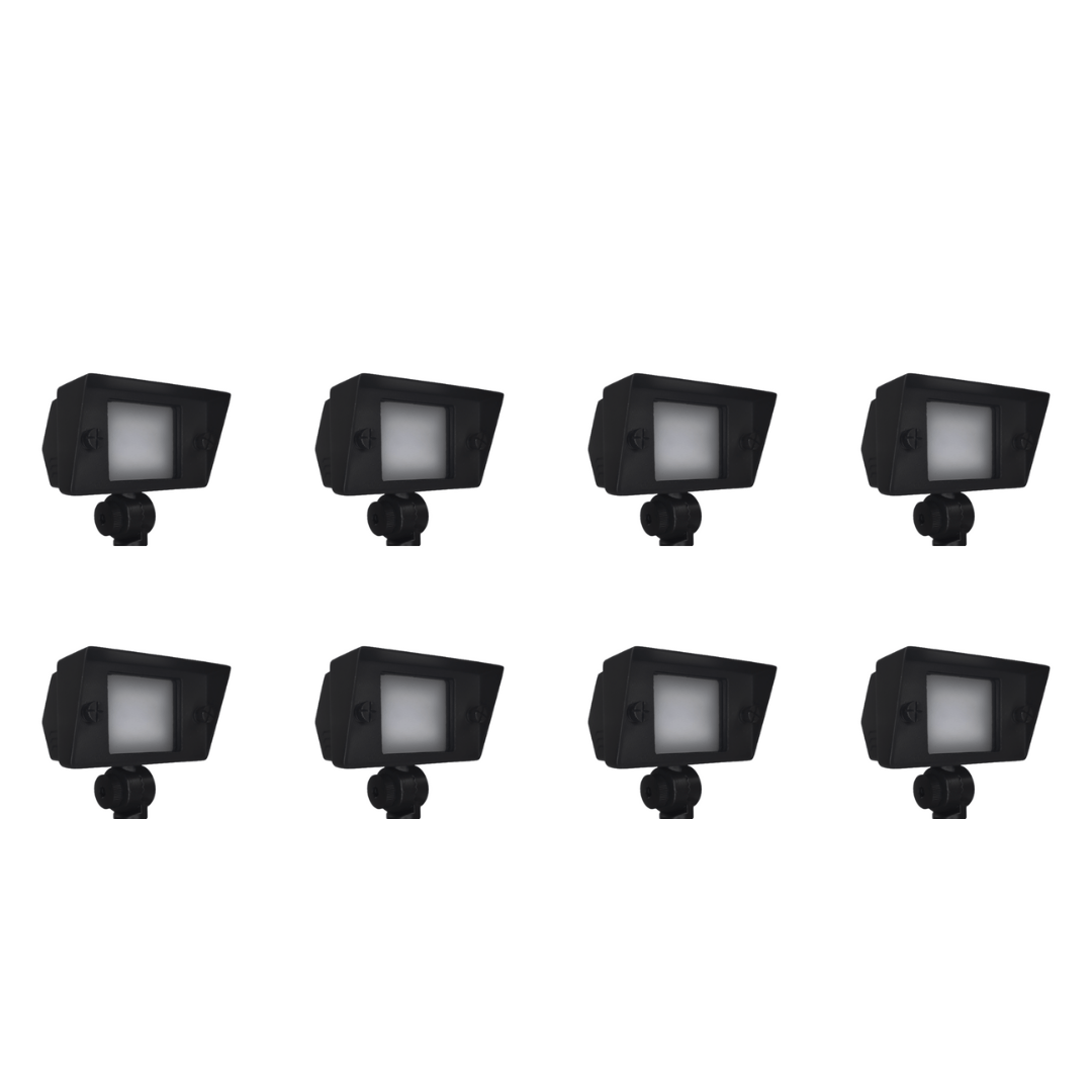 Outdoor Landscape Lighting LED 12V Low Voltage FPBCC04 4x/8x/12x Package Cast Brass 3CCT Adjustable 2W-7W Rectangular Built-In LED Floodlight 12V Low Voltage Fixture Dark Brass 8 Pack