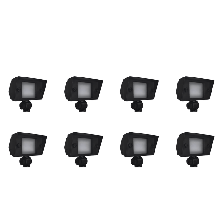 Outdoor Landscape Lighting LED 12V Low Voltage FPBCC04 4x/8x/12x Package Cast Brass 3CCT Adjustable 2W-7W Rectangular Built-In LED Floodlight 12V Low Voltage Fixture Dark Brass 8 Pack