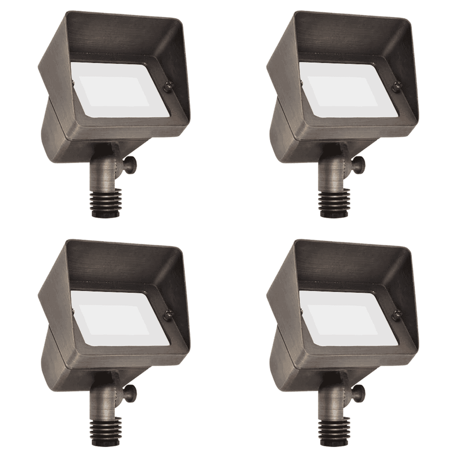 Outdoor Landscape Lighting LED 12V Low Voltage FPBCC05 4x/8x/12x Package Cast Brass 3CCT Adjustable 3W-10W Rectangular Built-In LED Floodlight 12V Low Voltage Fixture 4 Pack