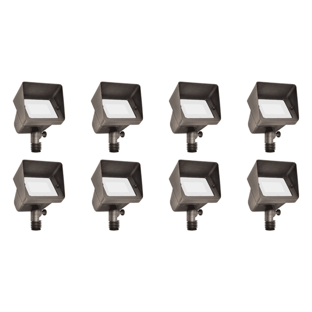 Outdoor Landscape Lighting LED 12V Low Voltage FPBCC05 4x/8x/12x Package Cast Brass 3CCT Adjustable 3W-10W Rectangular Built-In LED Floodlight 12V Low Voltage Fixture 8 Pack
