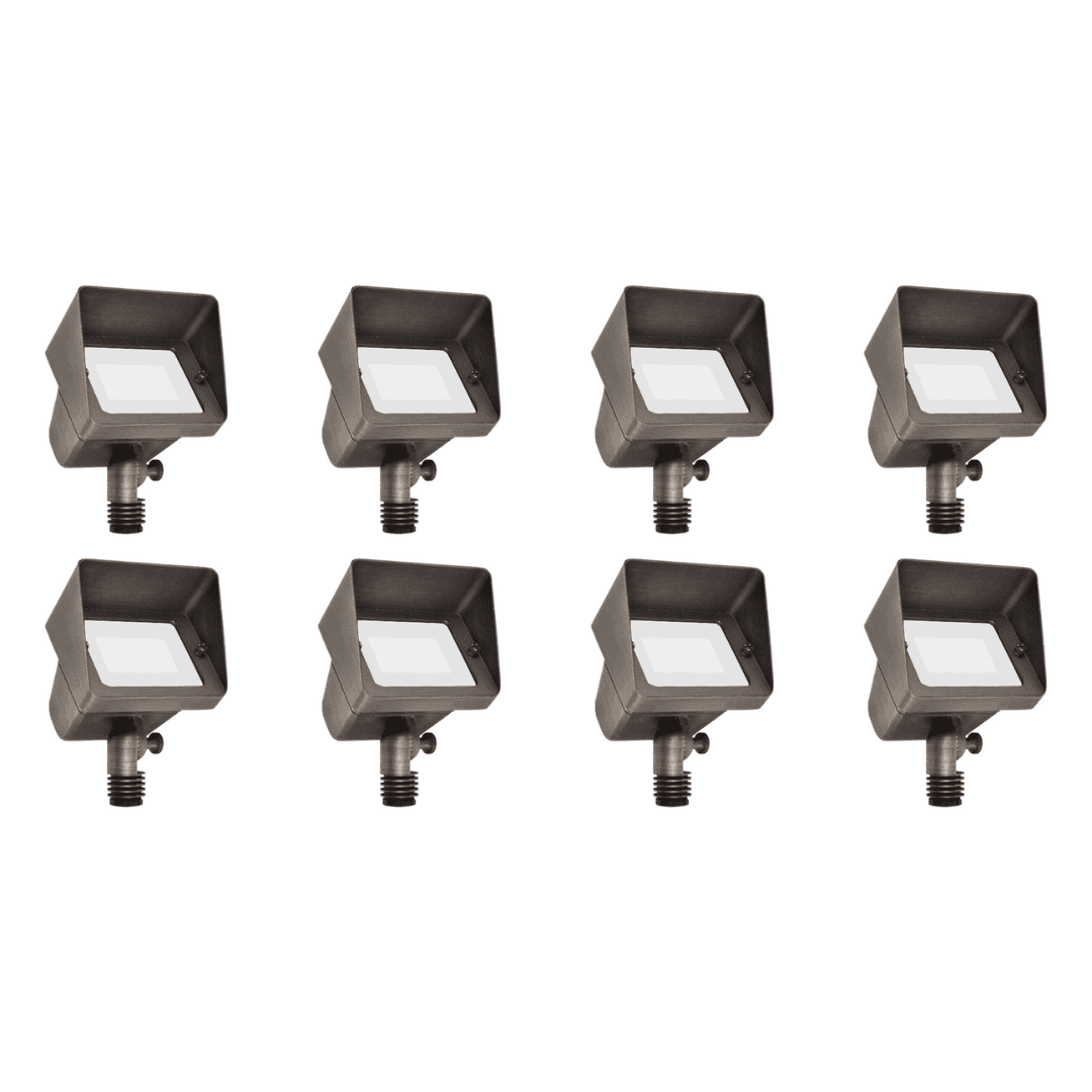 Outdoor Landscape Lighting LED 12V Low Voltage FPBCC05 4x/8x/12x Package Cast Brass 3CCT Adjustable 3W-10W Rectangular Built-In LED Floodlight 12V Low Voltage Fixture 8 Pack