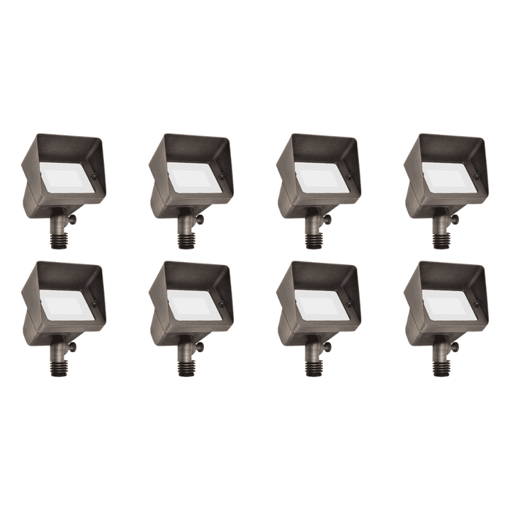 Outdoor Landscape Lighting LED 12V Low Voltage FPBCC05 4x/8x/12x Package Cast Brass 3CCT Adjustable 3W-10W Rectangular Built-In LED Floodlight 12V Low Voltage Fixture 8 Pack