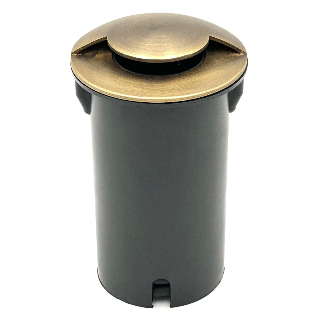Outdoor Landscape Lighting LED 12V Low Voltage UNBP04 Stel-Path Antique Brass In-Ground Well Light Low Voltage Outdoor Lighting