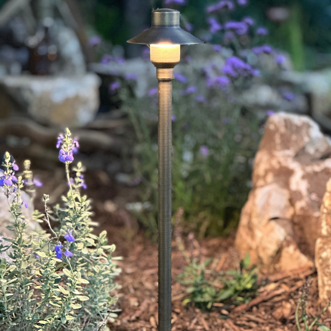 Outdoor Landscape Lighting LED 12V Low Voltage BPLP09 Tulay SH 18" Antique Brass Path Light Low Voltage Outdoor Lighting