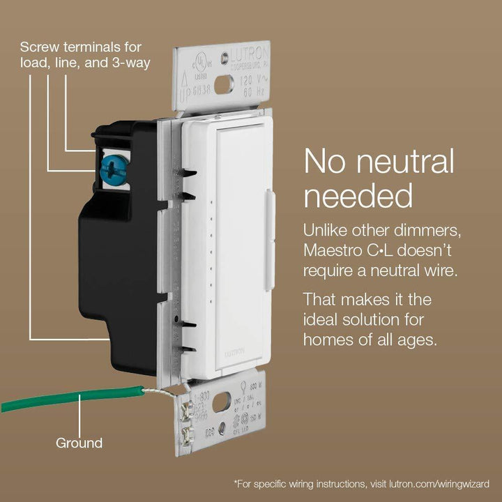 Outdoor Landscape Lighting LED 12V Low Voltage Lutron Maestro C.L Dimmer Switch MACL-153M-WH, White