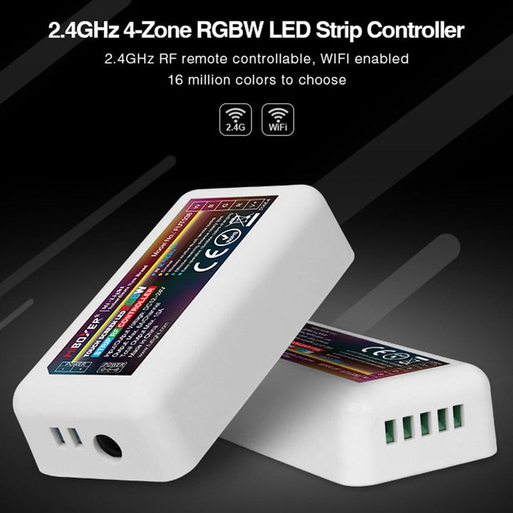 Outdoor Landscape Lighting LED 12V Low Voltage Miboxer 4-Zone Controller Receiver Box DC 12-24V for Single Color, CCT, RGB or RGBW LED Strip Light