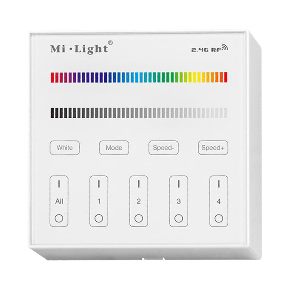 Outdoor Landscape Lighting LED 12V Low Voltage MiBoxer RGB/RGBW Wall Mounted Smart Panel Wireless Remote 4 Zones 2.4G RF Compatible with Miboxer WL5, FUT039, FUT045, FUT039W, FUT039S, LS2 Controllers RGB RGBW B3 Panel Remote