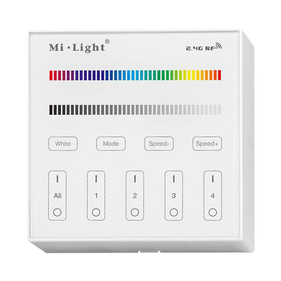 Outdoor Landscape Lighting LED 12V Low Voltage MiBoxer RGB/RGBW Wall Mounted Smart Panel Wireless Remote 4 Zones 2.4G RF Compatible with Miboxer WL5, FUT039, FUT045, FUT039W, FUT039S, LS2 Controllers RGB RGBW B3 Panel Remote